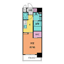 スリーアイランドタワー桜山 9階1Kの間取り
