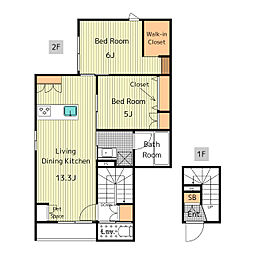 ＨＥＢＥＬ寺町 1階2LDKの間取り