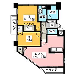 グランマスト桜山広見 8階2LDKの間取り