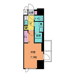 リシュドール川名駅 4階1Kの間取り