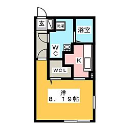 Branche御器所 5階ワンルームの間取り