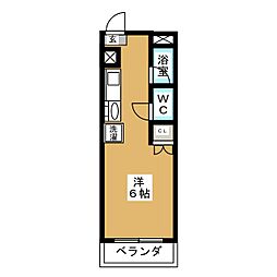 小松マンションＹＯＳＨＩＤＡ 1階ワンルームの間取り