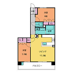 プレシアスコート桜山 4階2LDKの間取り
