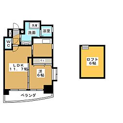 山八第6ビル 8階1LDKの間取り