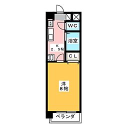 グリーンハイツ・ゆう 2階1Kの間取り