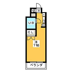 コスモシティ88 3階ワンルームの間取り