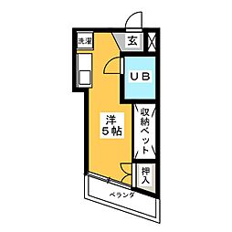 ドーム桜山 3階ワンルームの間取り