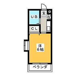 ジョイフル御器所II 3階1Kの間取り