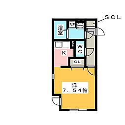 ｑｕａｄｏｒ御器所 5階1Kの間取り