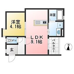 VILLA桜山 1LDKの間取図画像