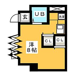 アトリウム・前田 ワンルームの間取図画像