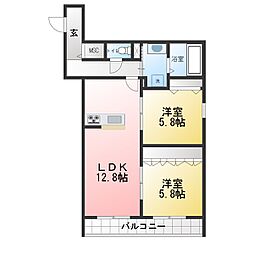 プライア桜山 2LDKの間取図画像