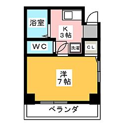 ジュネス3 1Kの間取図画像