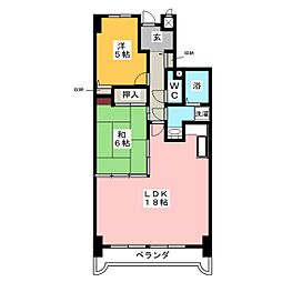 アメニティ雁道 2LDKの間取図画像