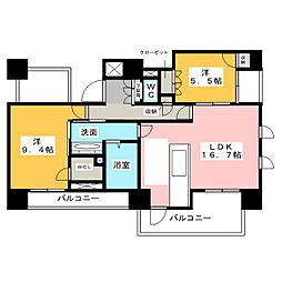 プライムメゾン御器所 2LDKの間取図画像