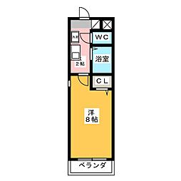 マメゾンちかふじ 1Kの間取図画像