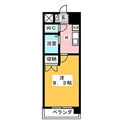ソレイユ御器所 1Kの間取図画像