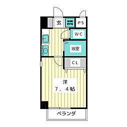 リバーサイド広路 1Kの間取図画像