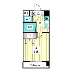 クルーセヒロジ 1Kの間取図画像