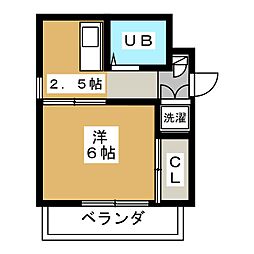 ウエストパーク川名 1Kの間取図画像