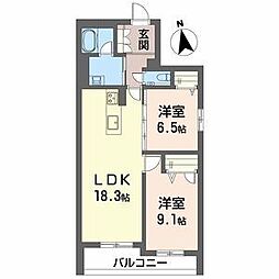 グランシード 2LDKの間取図画像