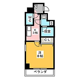 ア・レーズ 1Kの間取図画像