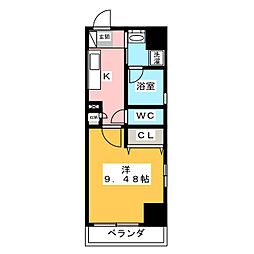 プランベイム滝子通 1Kの間取図画像
