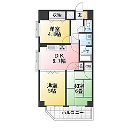 エミネンス石川橋 3DKの間取図画像