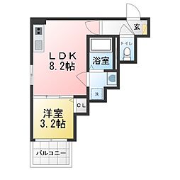 クラール川名 1LDKの間取図画像