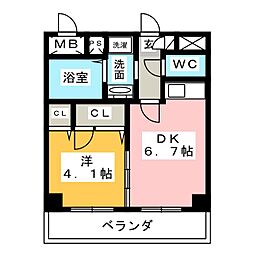 リバヴィラージュ 1DKの間取図画像