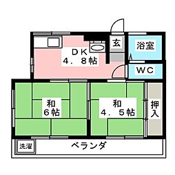 コーポ前田 2DKの間取図画像