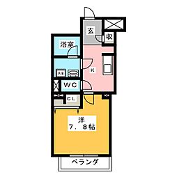 ラルーチェ川名 1Kの間取図画像
