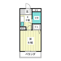 HKビル第二 1Kの間取図画像