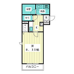 ブランセン川名 1Kの間取図画像
