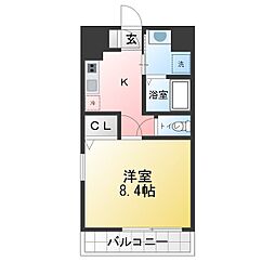 丹下キアーロ 1Kの間取図画像