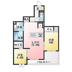 名古屋市昭和区広路本町6丁目アパート 2LDKの間取図画像
