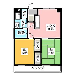 コスモトピア'101 2LDKの間取図画像