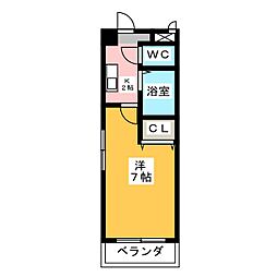 グランベール安田通 1Kの間取図画像