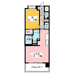 プレディアコート御器所 1LDKの間取図画像