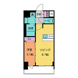 プレサンス桜山駅前アフォード 1LDKの間取図画像