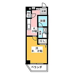 スカイコート阿由知通 1Kの間取図画像
