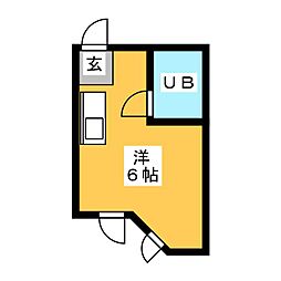 プレスイン六番町 3階ワンルームの間取り