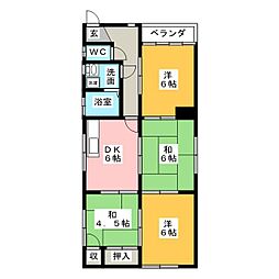 小山マンション 2階4DKの間取り