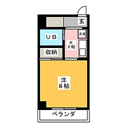 グレイス日比野 7階1Kの間取り