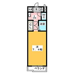 ソレーユI 3階1Kの間取り