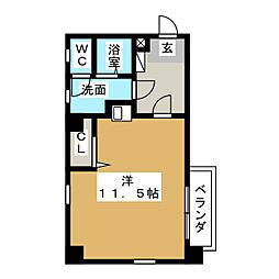 プレジデンテ上前津 1階ワンルームの間取り