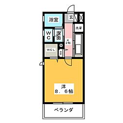 ソシア 2階1Kの間取り