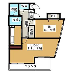 ラッフル千代田 5階1LDKの間取り