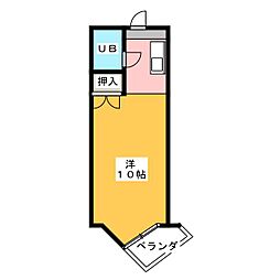 ブランシュ東海通 4階ワンルームの間取り