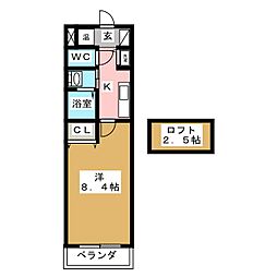 Ｍ5ｅｌｍｕｎｄｏ 3階1Kの間取り